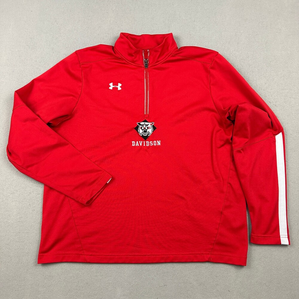 Davidson Wildcats Sweater Men Large Red Under Armour 1/4 Zip Cats Basketball L